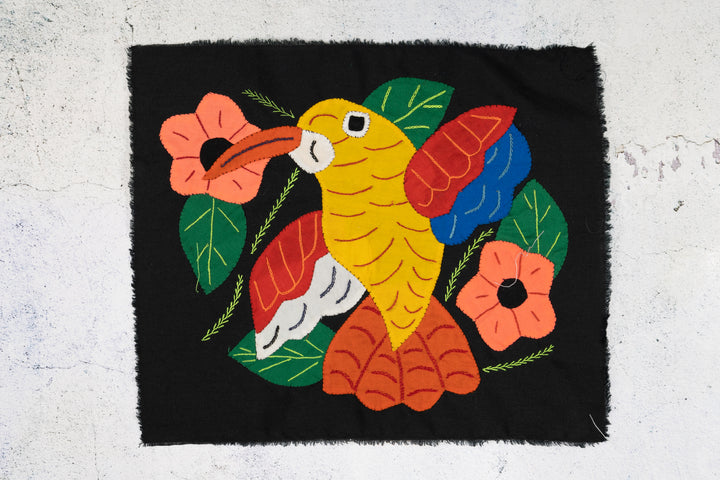 Yellow Blue And Red Hummingbird with Flower Molita
