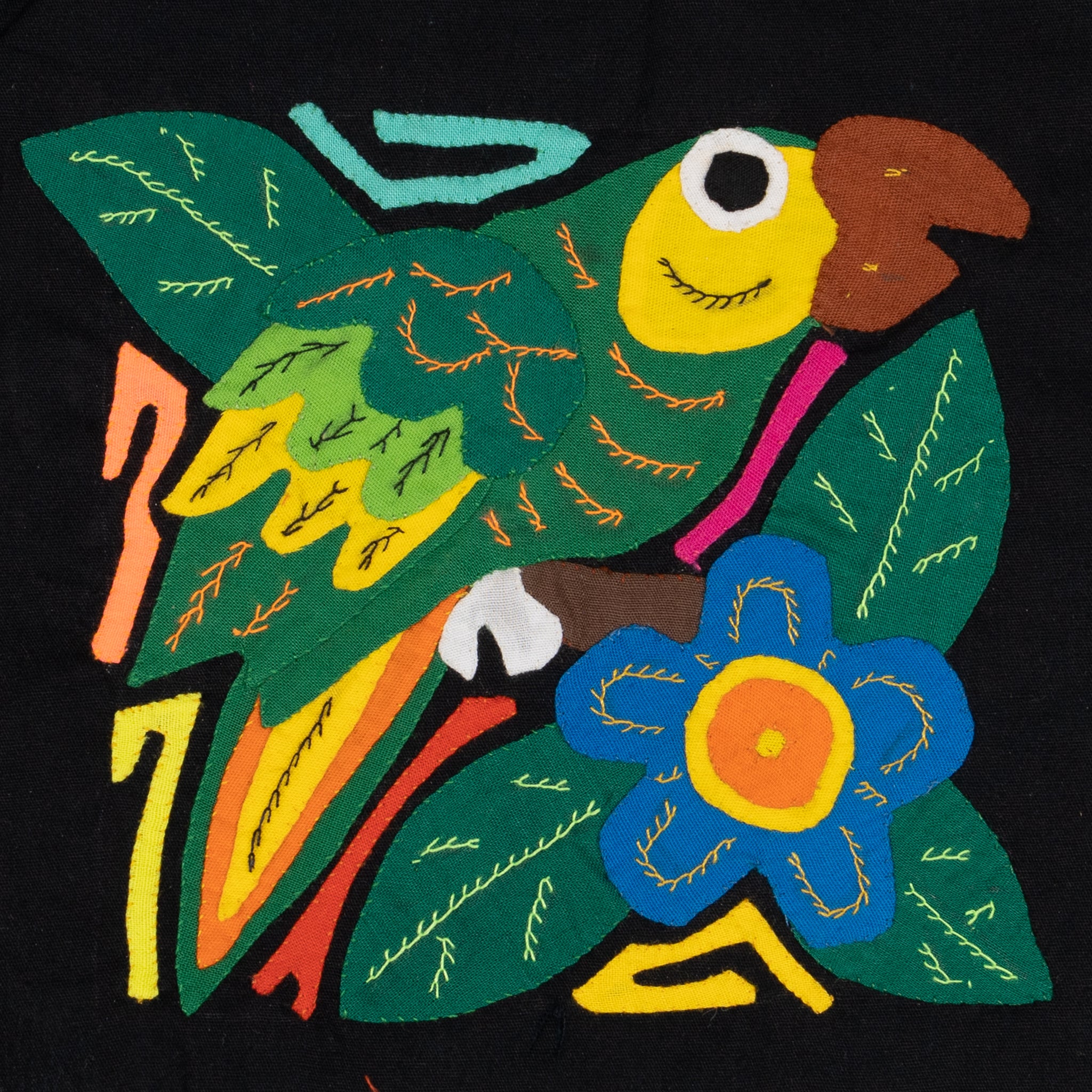 Green And Yellow Parrot with Blue Flower Molita