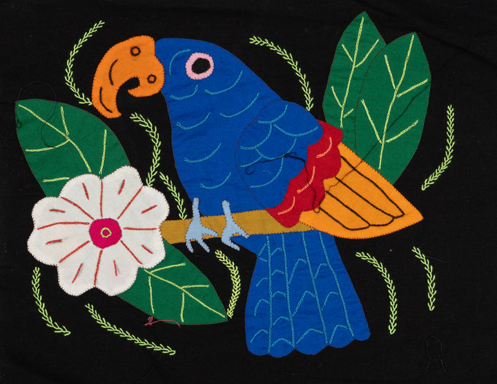 Blue Red And Orange Parrot with Flower Molita