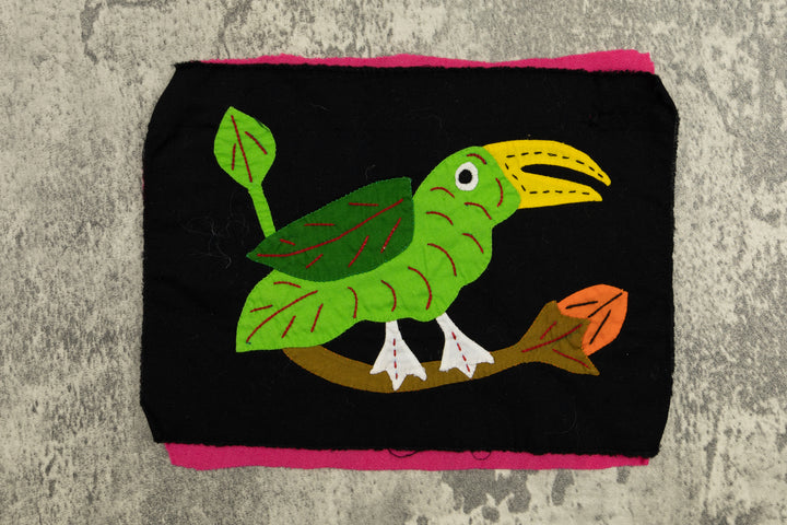 Bird Molita, Wall Decor, Panama Mola, Nature Tapestry, Handmade Textile, Small Wall Hanging, Tropical Wall Art
