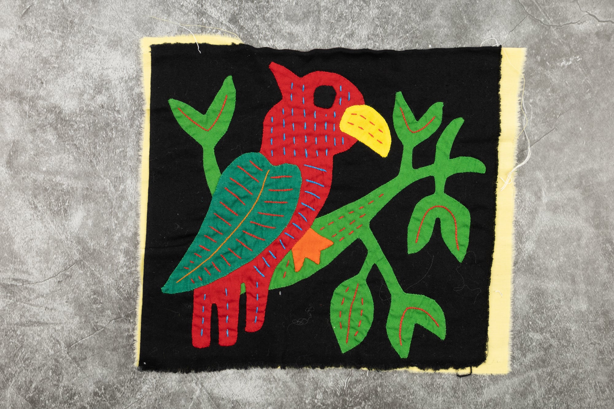 Bird Molita, Wall Decor, Panama Mola, Nature Tapestry, Handmade Textile, Small Wall Hanging, Tropical Wall Art