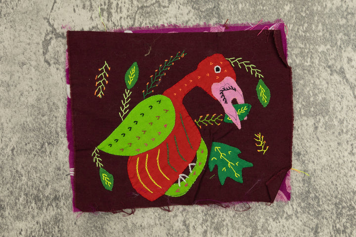 Bird Molita, Wall Decor, Panama Mola, Nature Tapestry, Handmade Textile, Small Wall Hanging, Tropical Wall Art