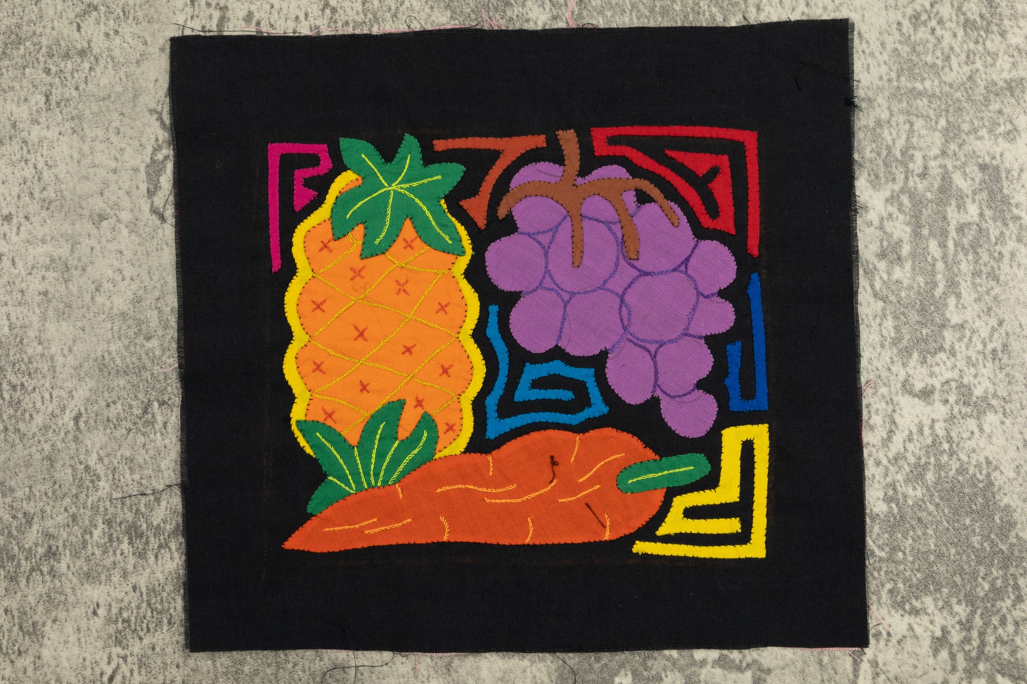Fruit Molita, Wall Decor, Panama Mola, Food Tapestry, Handmade Textile, Small Wall Hanging, Vegetable Wall Art