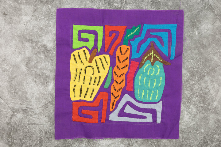 Fruit Molita, Wall Decor, Panama Mola, Food Tapestry, Handmade Textile, Small Wall Hanging, Vegetable Wall Art