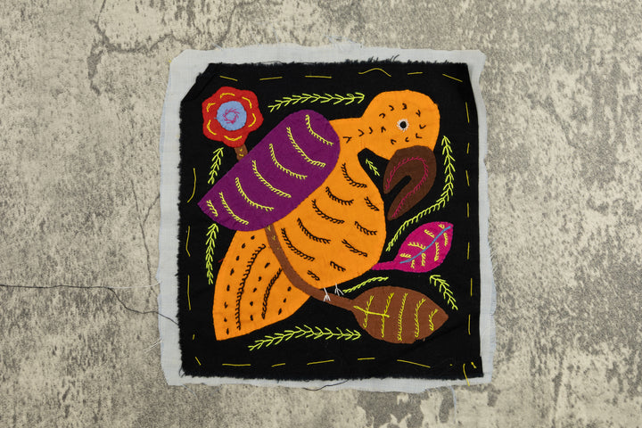 Bird Molita, Wall Decor, Panama Mola, Nature Tapestry, Handmade Textile, Small Wall Hanging, Tropical Wall Art