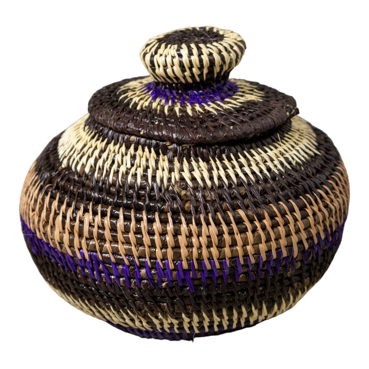 Brown Tan And Purple Rainforest Basket With Top