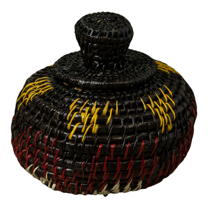 Dark Brown Yellow And White Rainforest Basket With Top