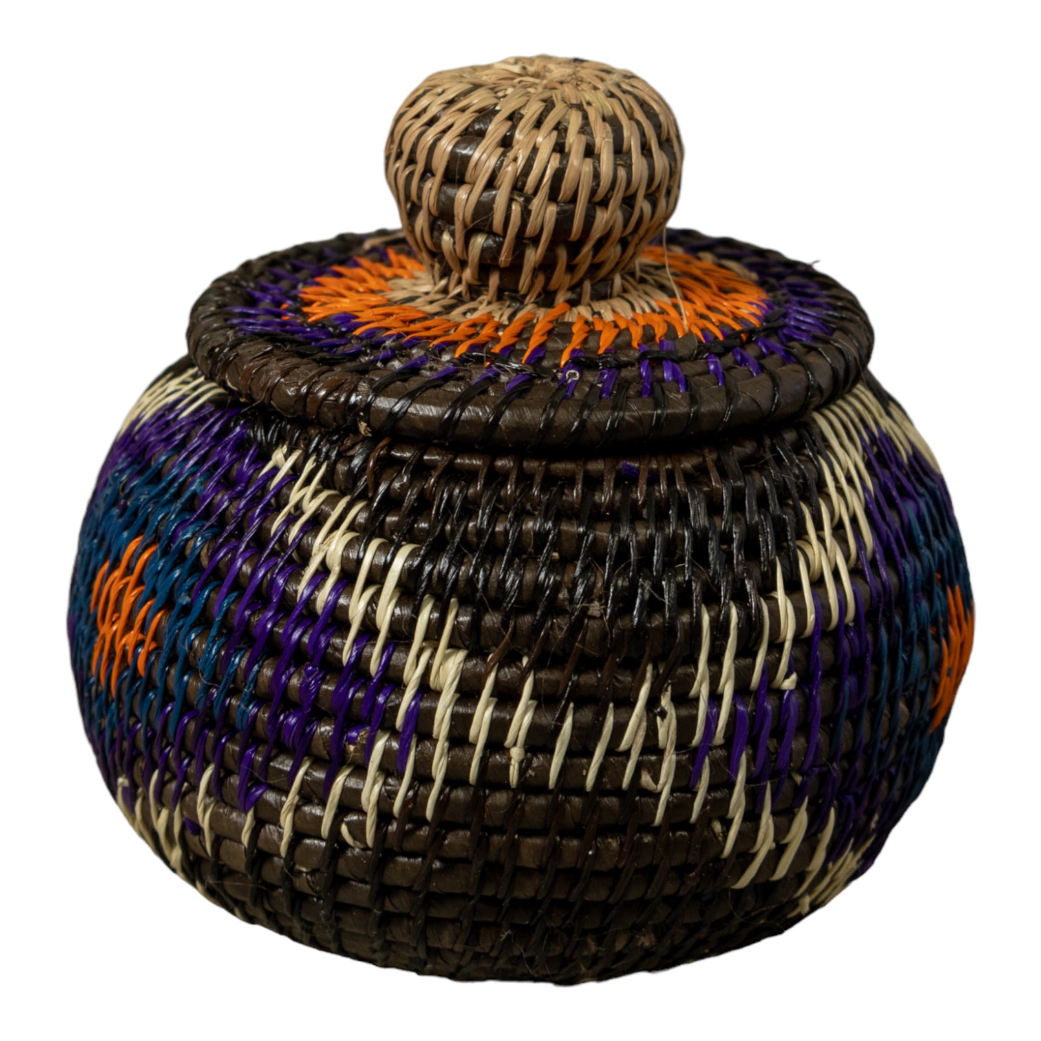 Purple White And Orange Rainforest Basket With Top