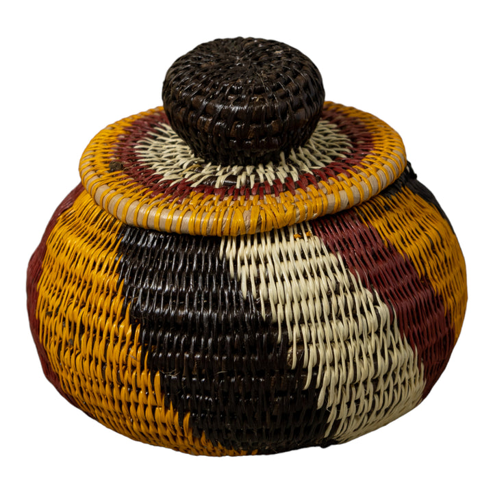 Red Black Gold And White Rainforest Basket With Top