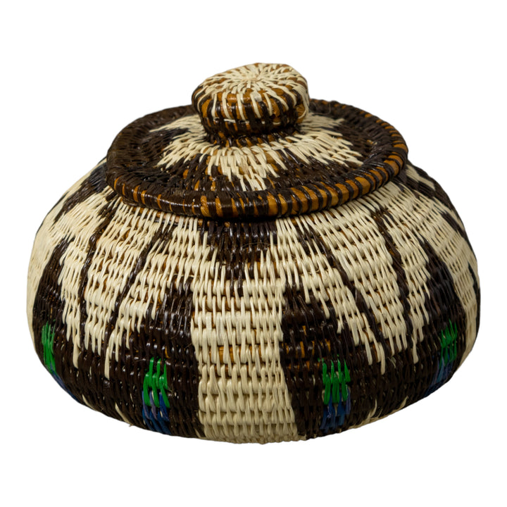 White Brown And Green Rainforest Basket With Top