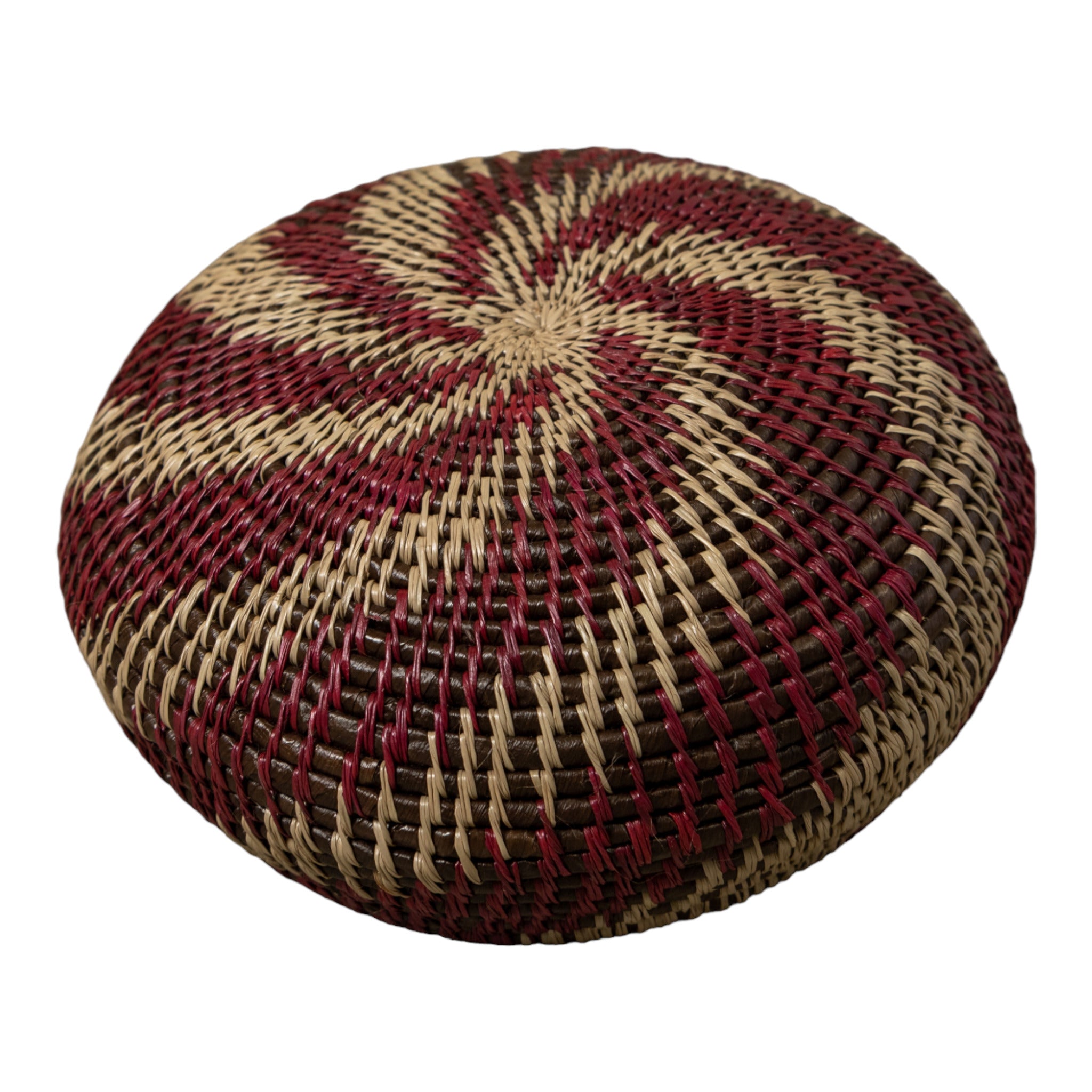 Maroon And Gray Swirl Rainforest Basket With Top