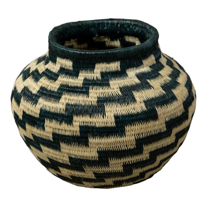 Deep Blue And White Star Step Spiral Rainforest Basket