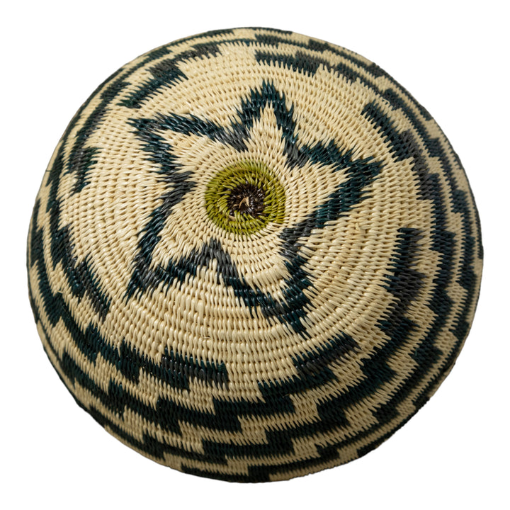 Deep Blue And White Star Step Spiral Rainforest Basket