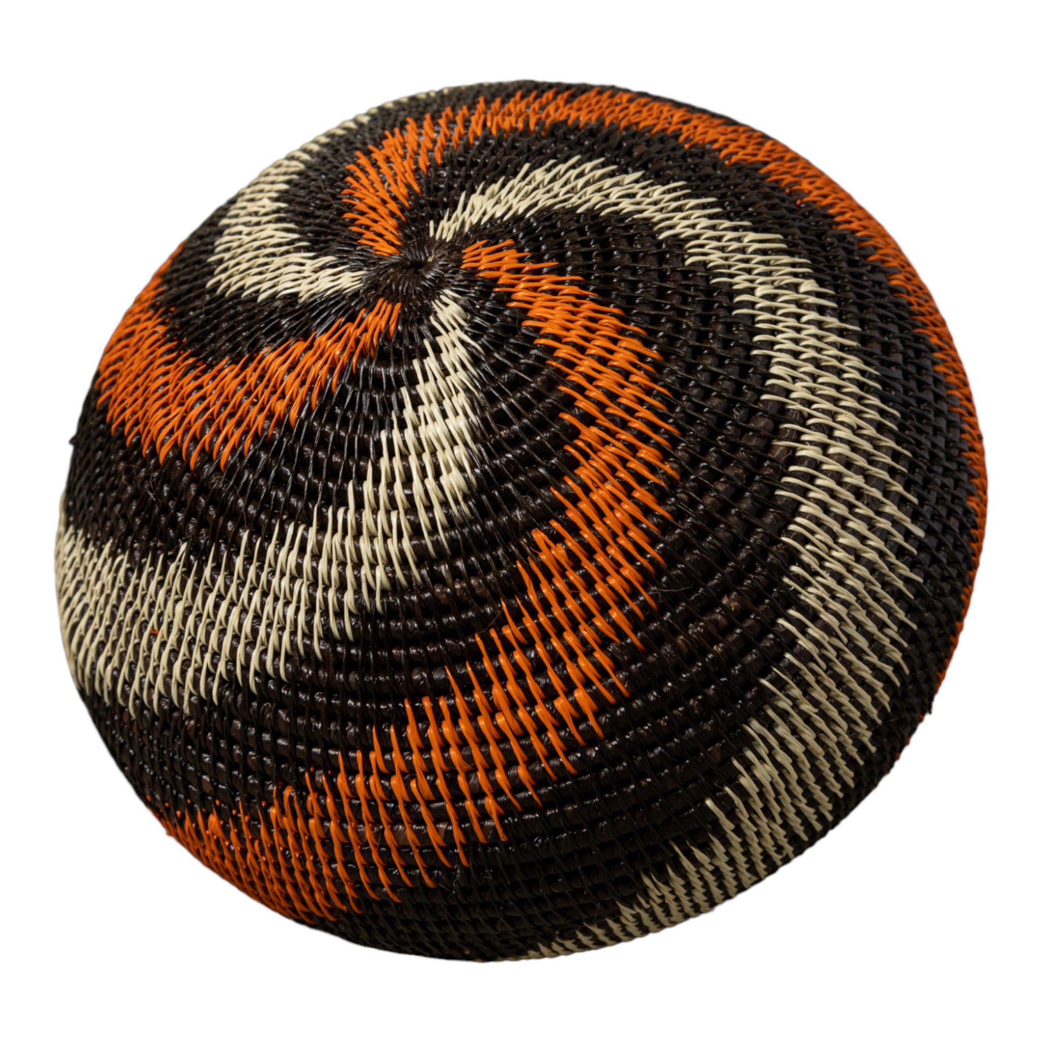 Black Orange And White Spiral Rainforest Basket With Top
