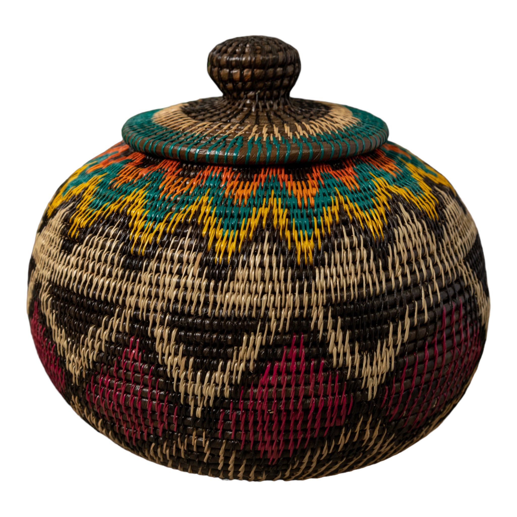 Multi-Color Southwest Design Rainforest Basket With Top