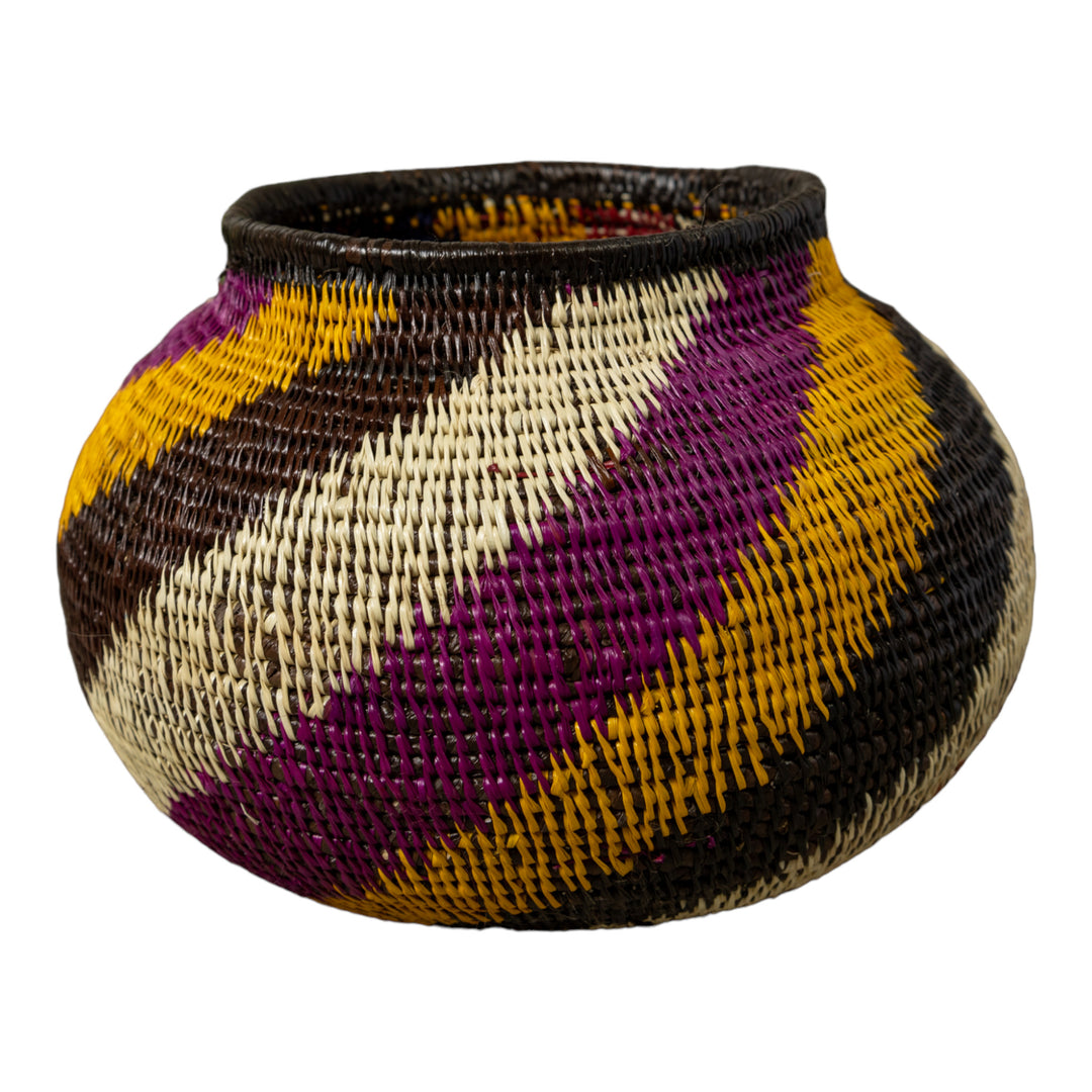 Maroon Yellow Black And White Swirl Rainforest Basket
