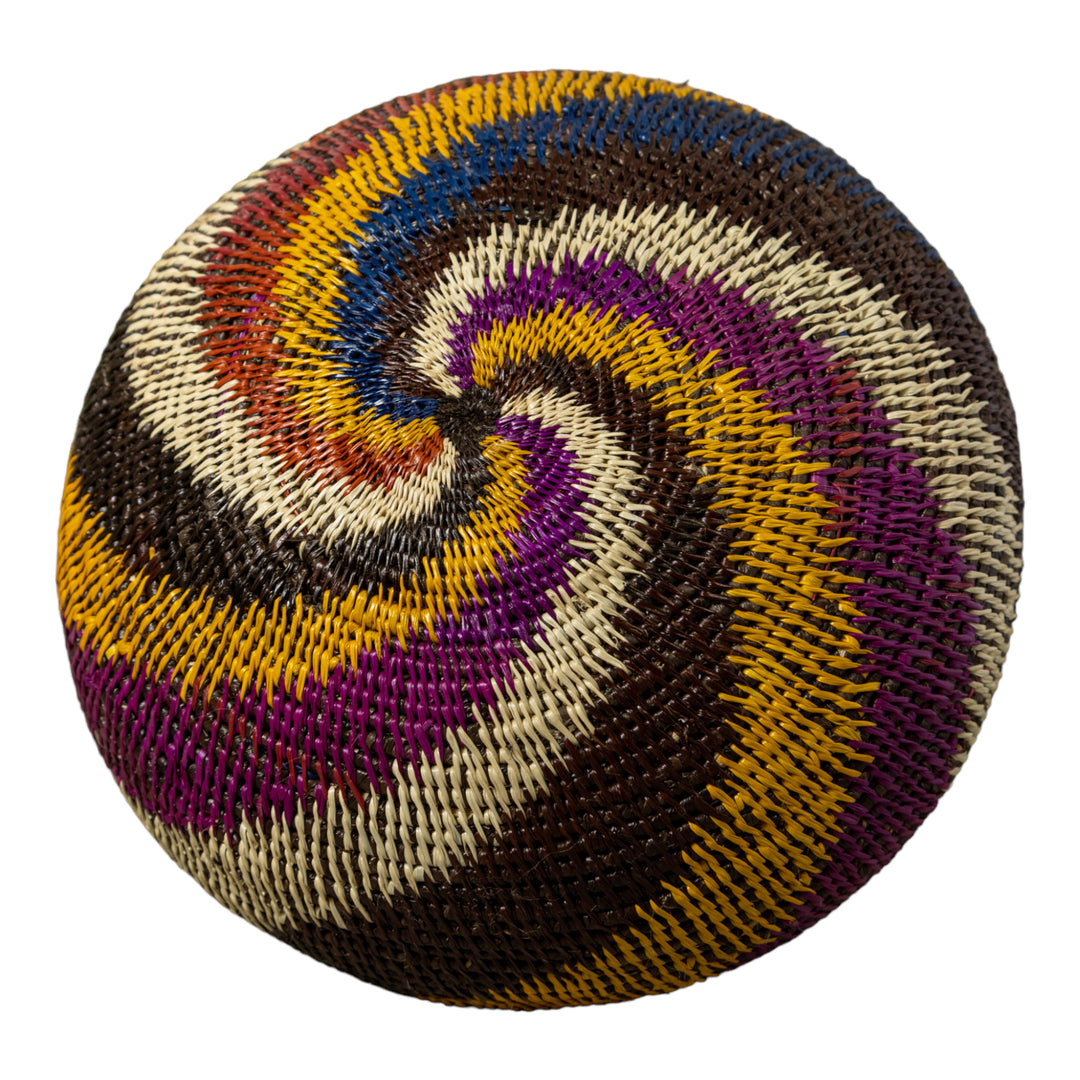 Maroon Yellow Black And White Swirl Rainforest Basket