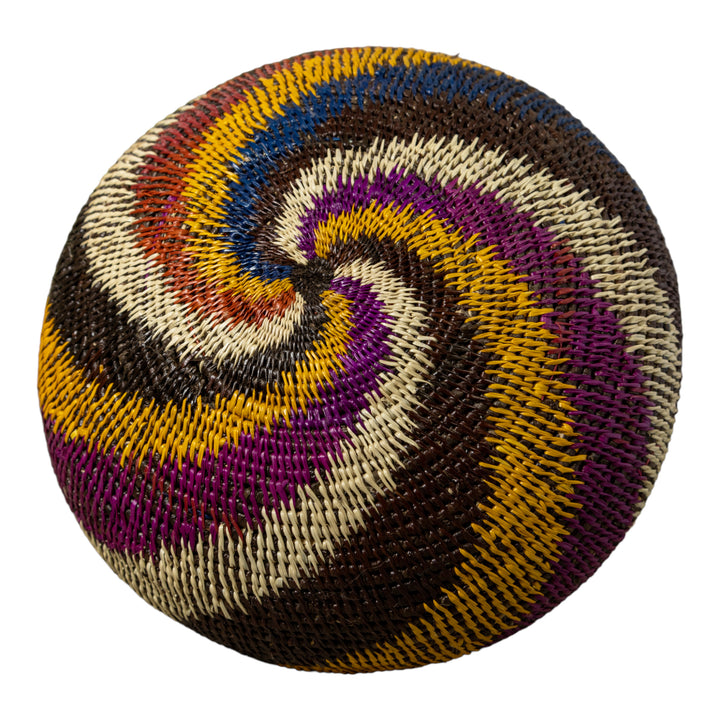Maroon Yellow Black And White Swirl Rainforest Basket