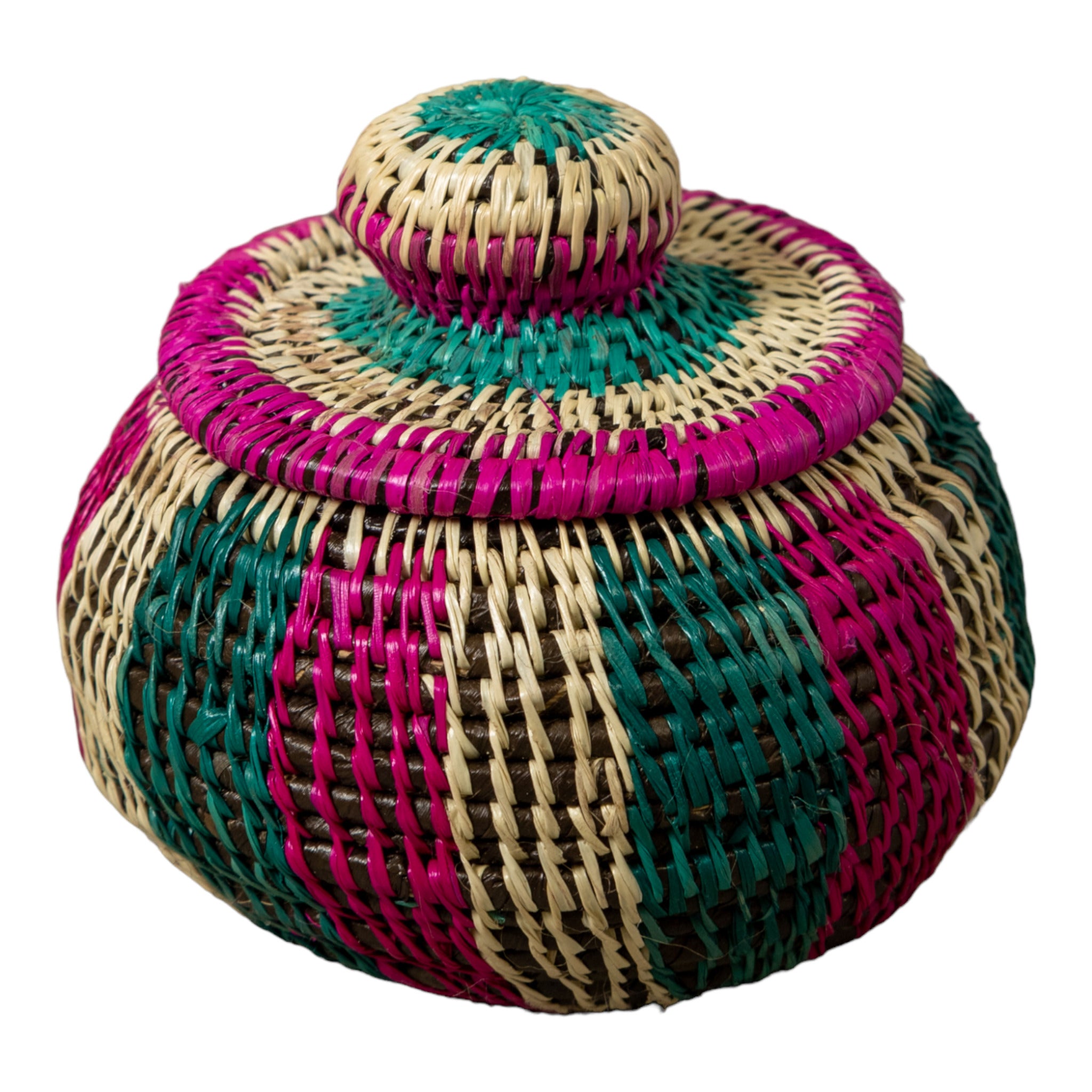 Pink Green And White Jungle Rainforest Basket With Top