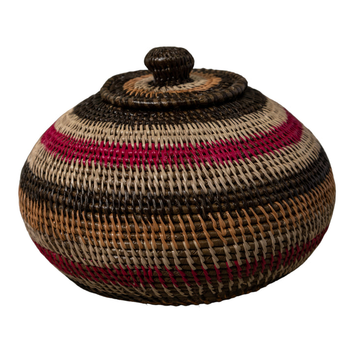 Red Gold Brown And White Rainforest Basket With Top