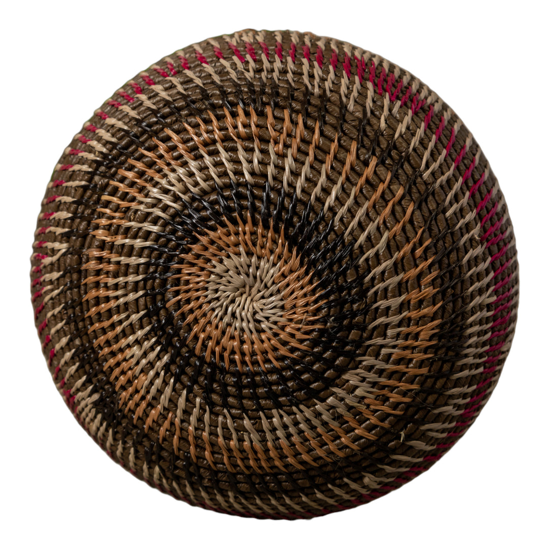 Red Gold Brown And White Rainforest Basket With Top