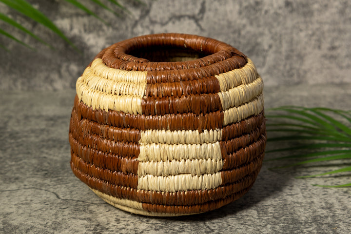 Brown and White Rainforest Vintage Basket