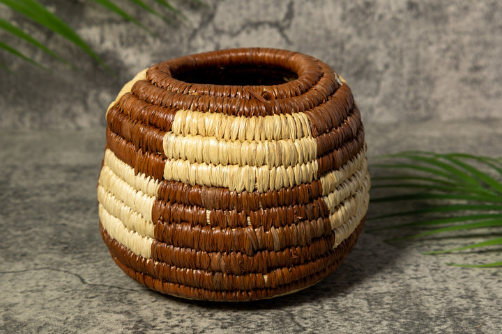 Brown and White Rainforest Vintage Basket