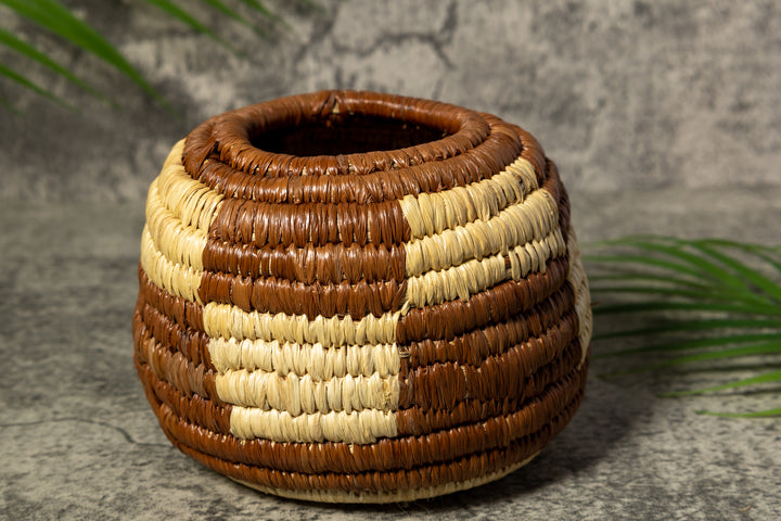 Brown and White Rainforest Vintage Basket