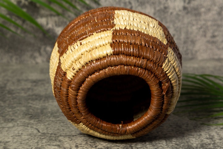 Brown and White Rainforest Vintage Basket