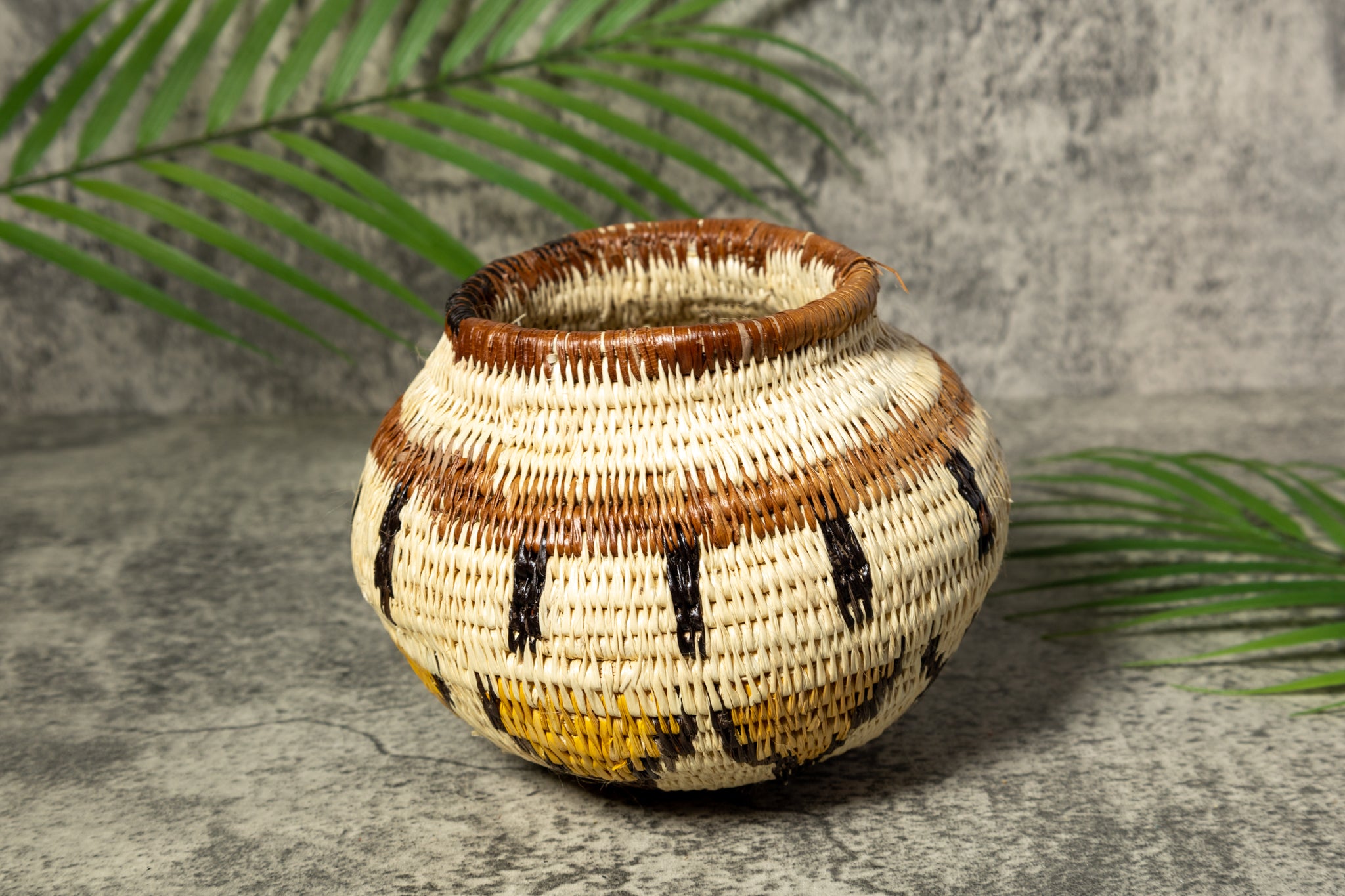 Bowl-Shaped Rainforest Vintage Basket