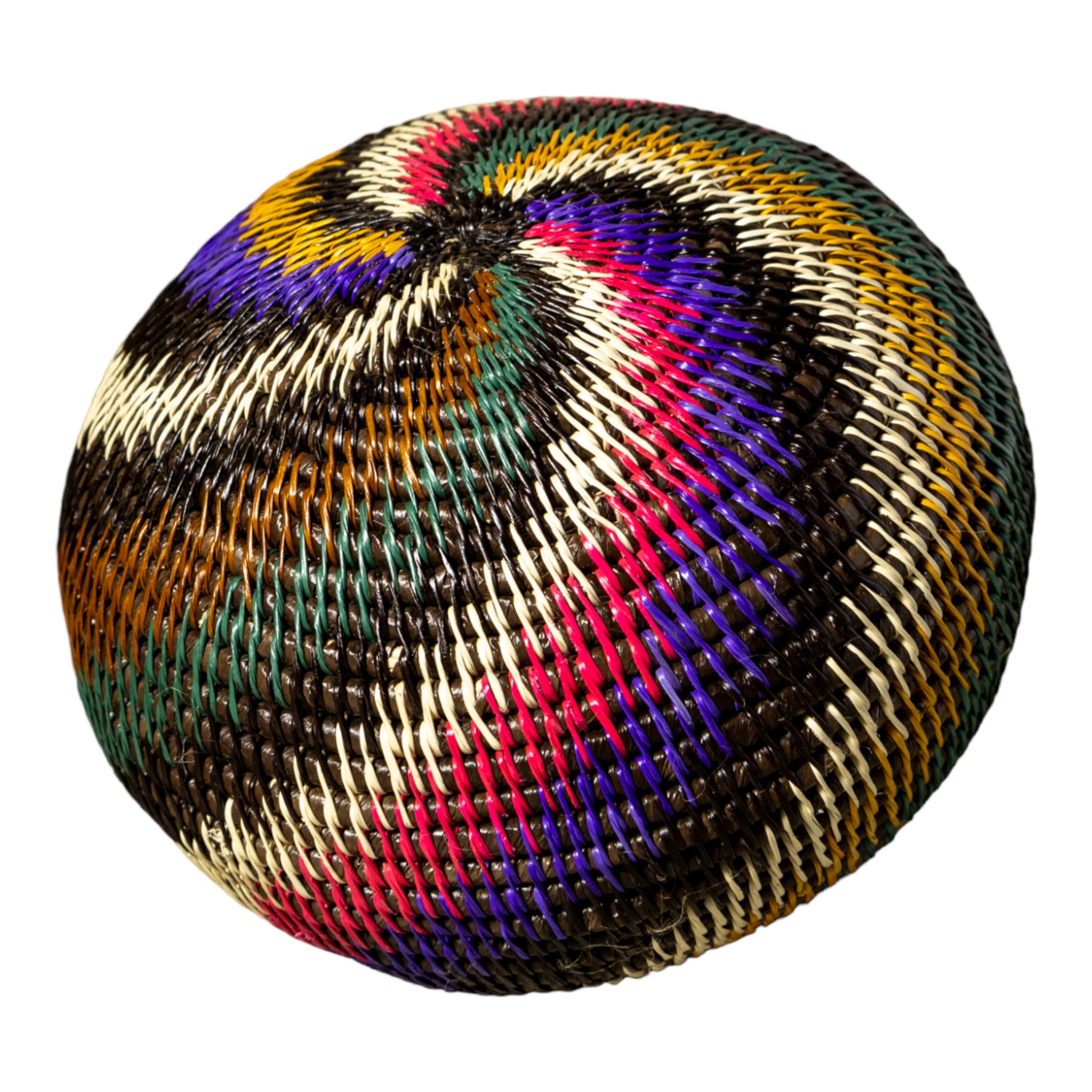 Rainforest Rainbow Swirl Woven Basket With Top