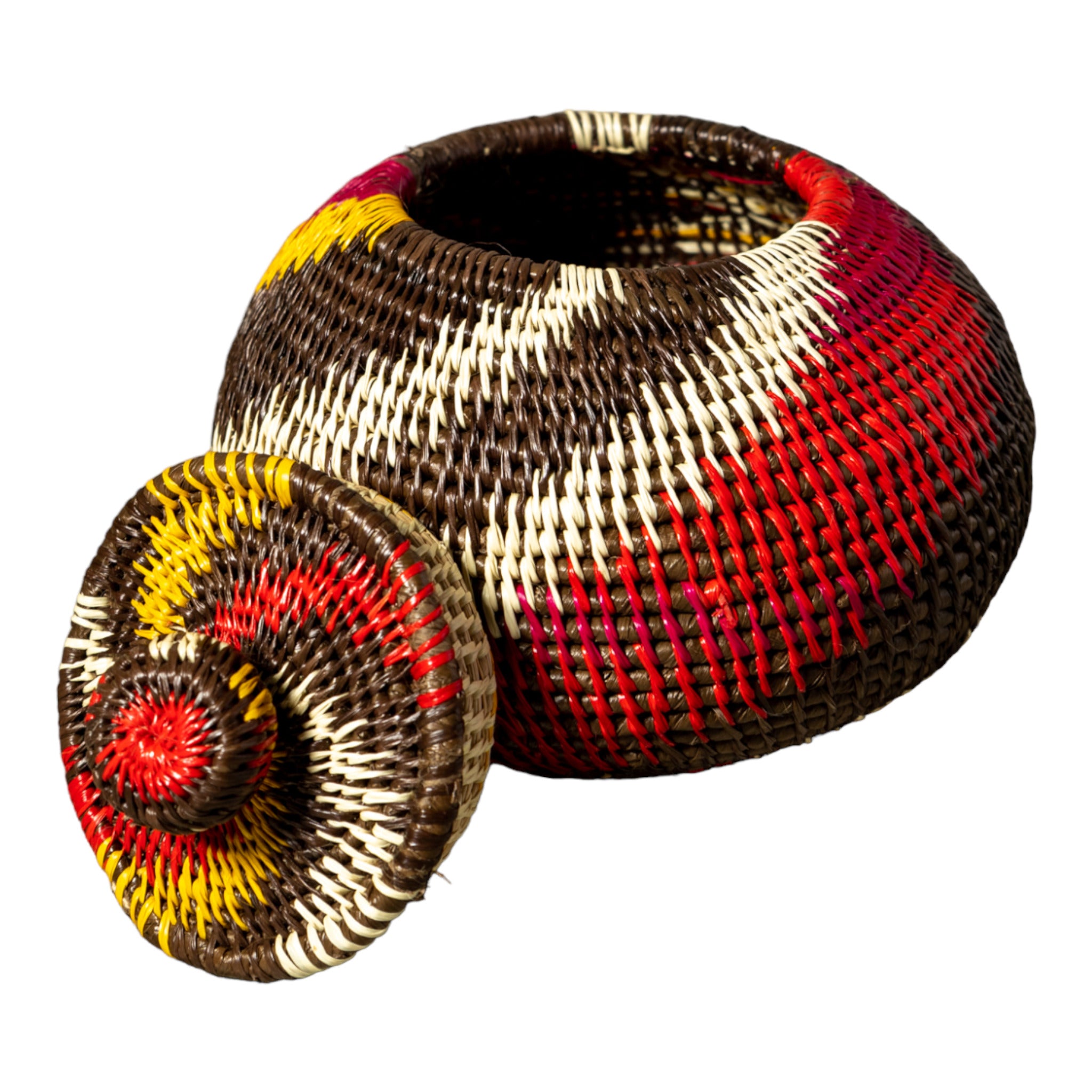 Wild Rainbow Swirl Woven Basket With Top