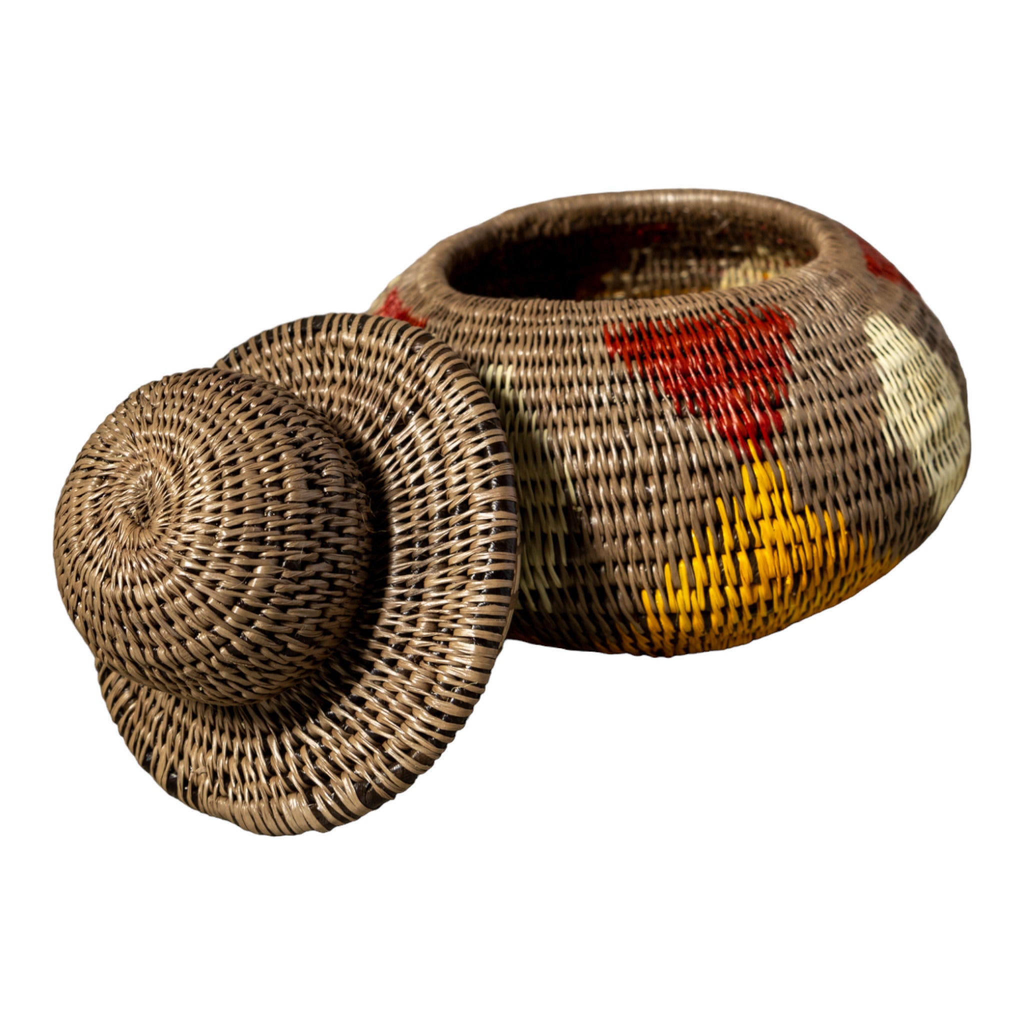 Brown Rainforest Impressions Woven Basket With Top