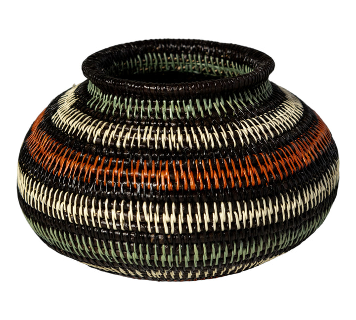 Orange Aqua And White Woven Basket