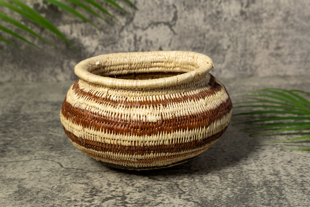 Brown Strip Rainforest Vintage Basket