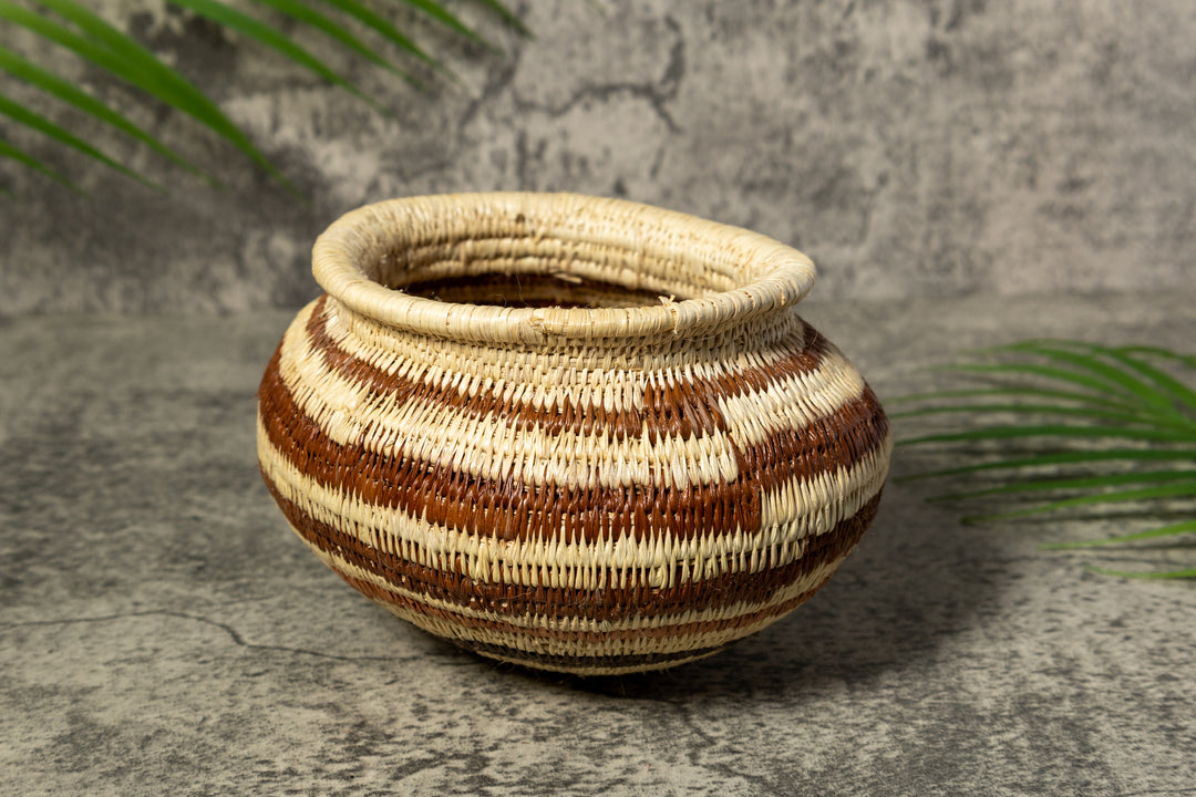 Brown Strip Rainforest Vintage Basket