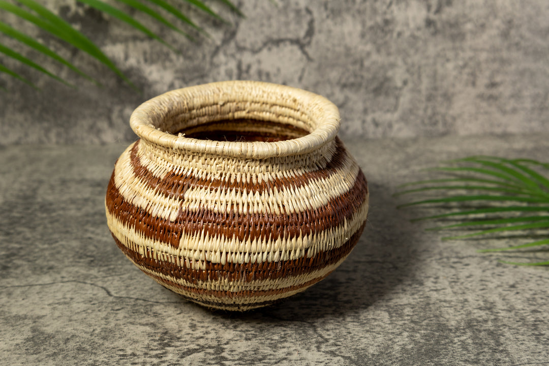 Brown Strip Rainforest Vintage Basket