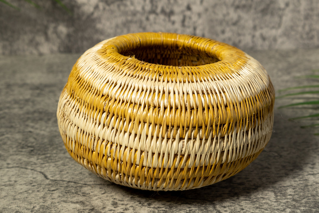 Gold and White Rainforest Vintage Basket