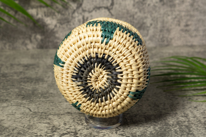 Turquoise and White Rainforest Vintage Basket