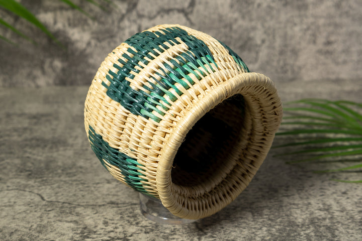 Turquoise and White Rainforest Vintage Basket