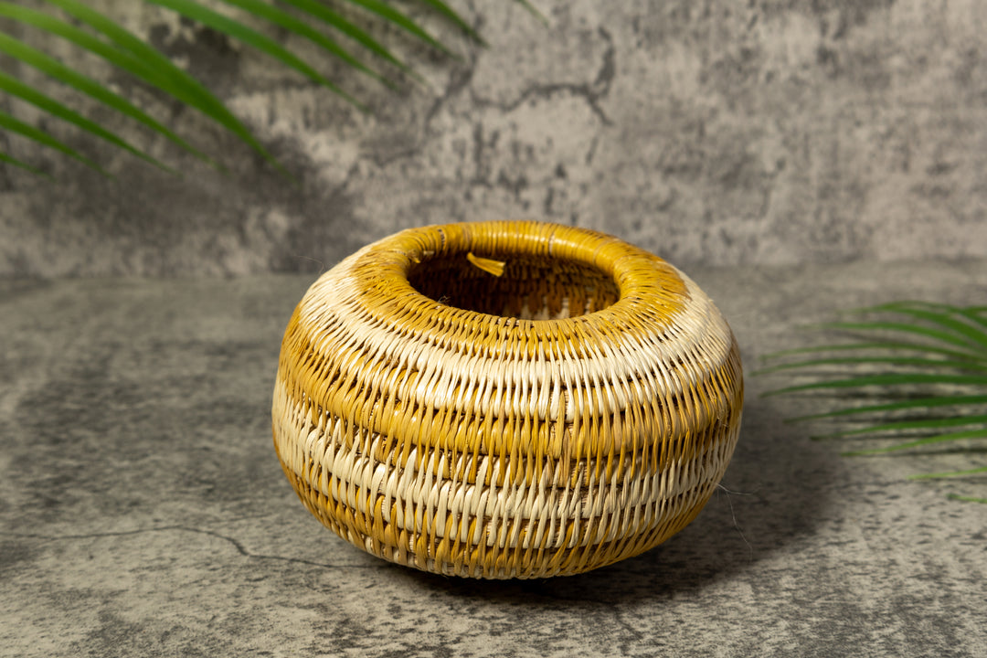 Gold and White Rainforest Vintage Basket