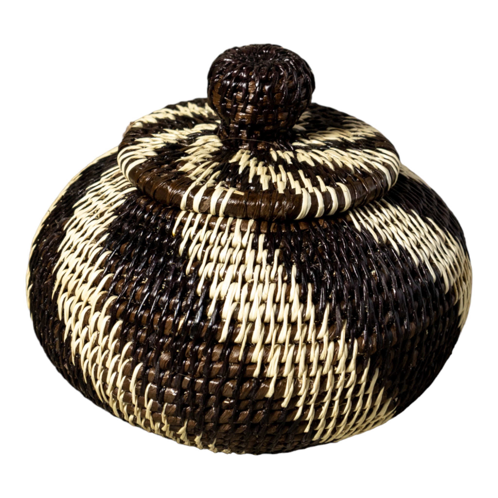 Amazonian Odyssey Swirl Woven Basket With Top