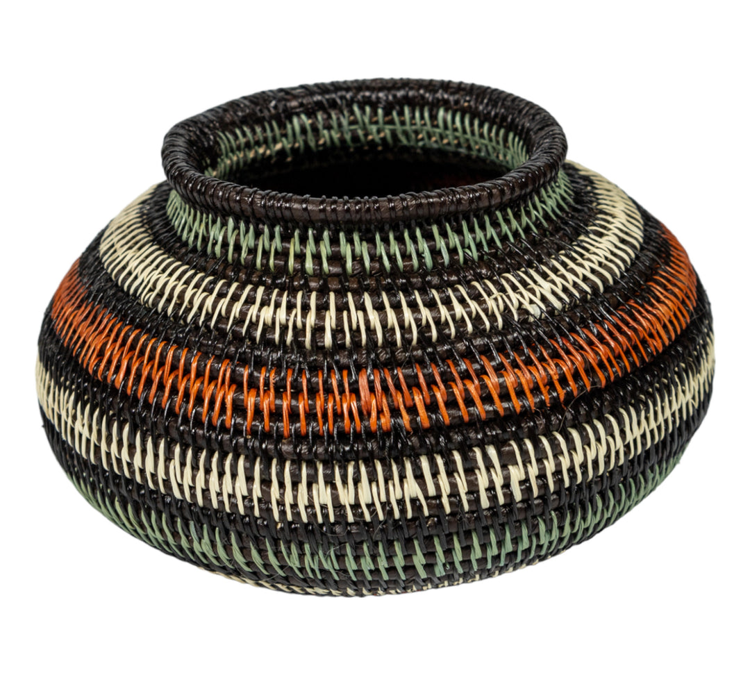 Orange Aqua And White Woven Basket