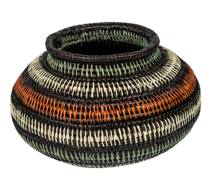 Orange Aqua And White Woven Basket