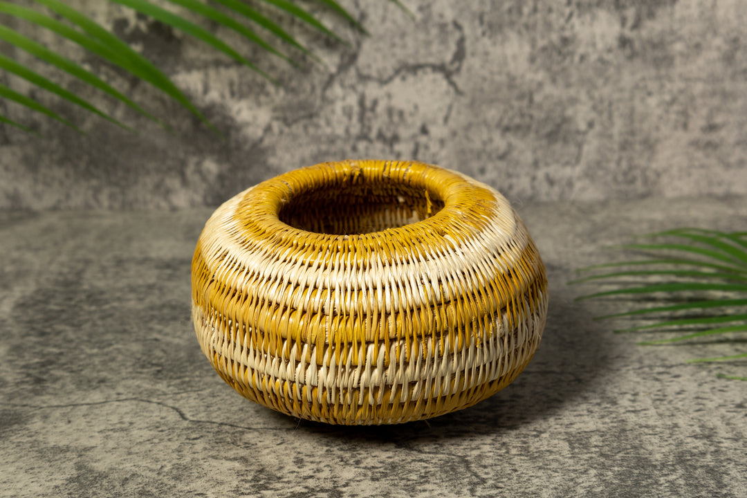 Gold and White Rainforest Vintage Basket