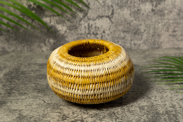 Gold and White Rainforest Vintage Basket