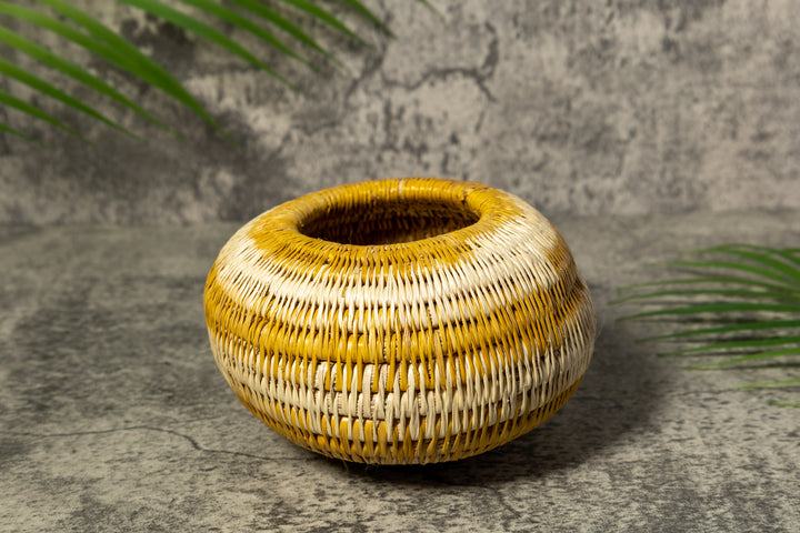 Gold and White Rainforest Vintage Basket