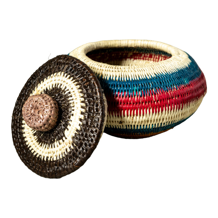 Rainbow Colors Woven Basket With Top
