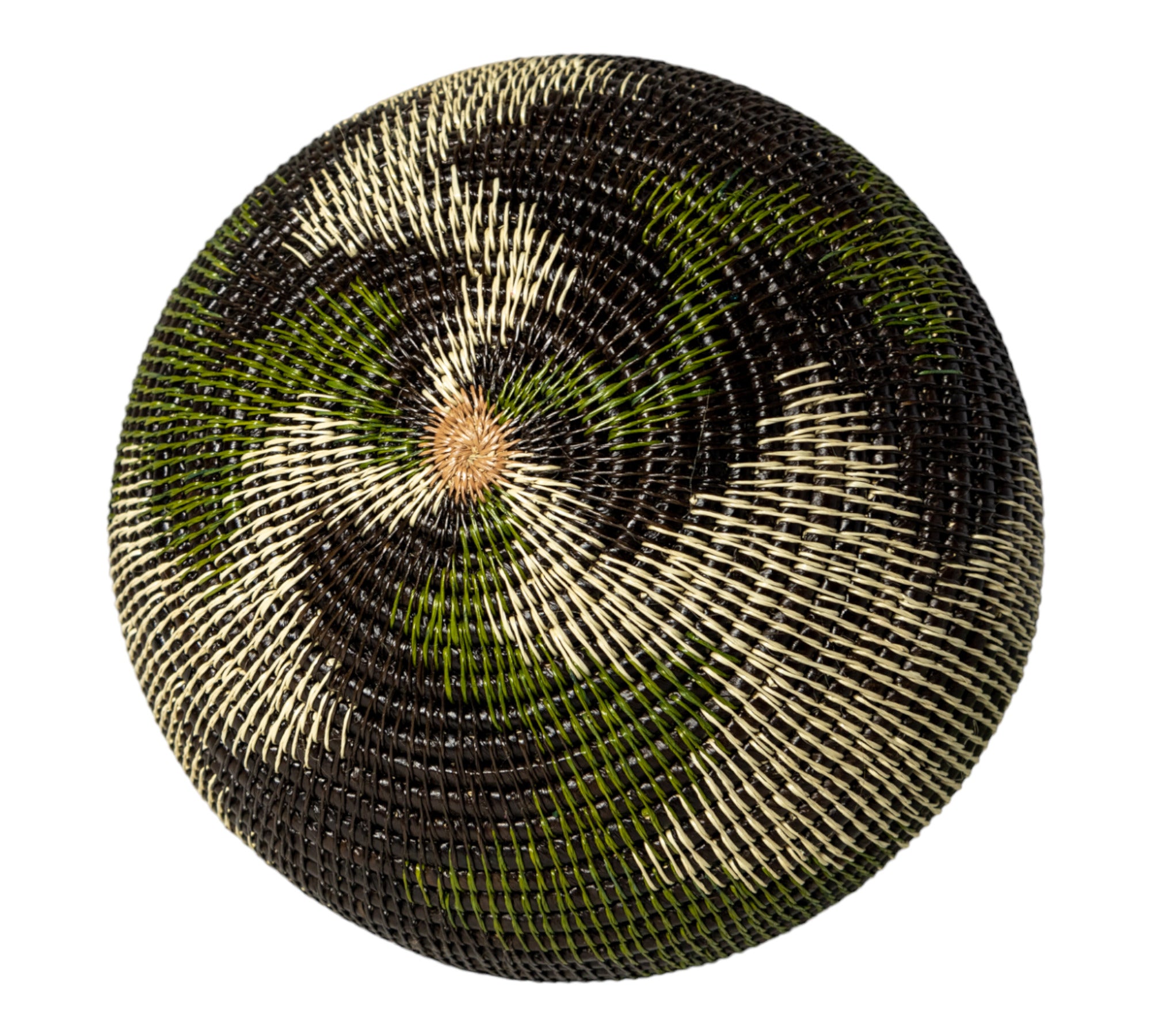 Black Green And White Woven Basket