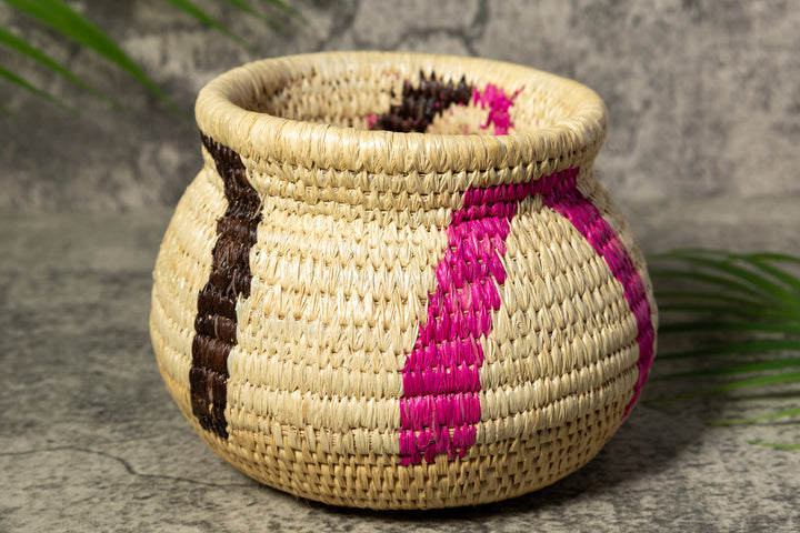 Pink and Black Rainforest Vintage Basket